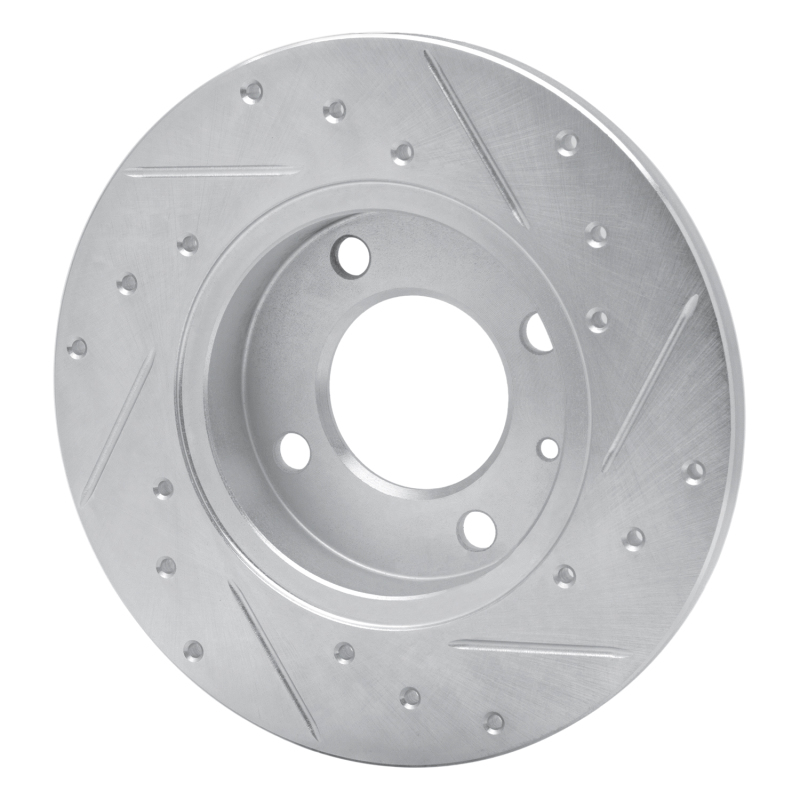 Audi 4000 Brake Rotor (1) - Front Left - R1 Concepts - Drilled & Slotted - Silver - `73-`05